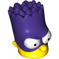 Lego Minifig Head Special, Simpsons Bart Simpson with Dark Purple Mask Print / Yellow