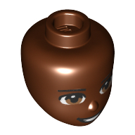 Lego Minidoll Head, Hazel Eyes, Open Mouth print / Reddish Brown