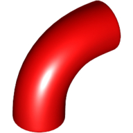 Lego Brick Round 1 x 1 diameter Tube with 90 Degree Elbow (2 x 2 x 1) and Axle Holes (Crossholes) at each end / Red
