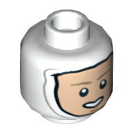 Lego Minifig Head Luke Skywalker, Balaclava, Dark Tan Eyebrows, Smile Print / White