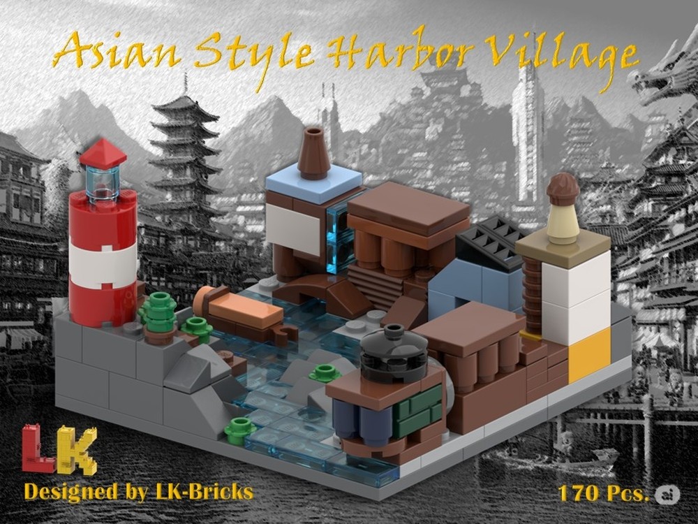 Lego Asian Style Harbor Village Diorama