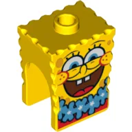 Minifig Head Special, SpongeBob with Open Smile Large and Blue Lei Print / Yellow