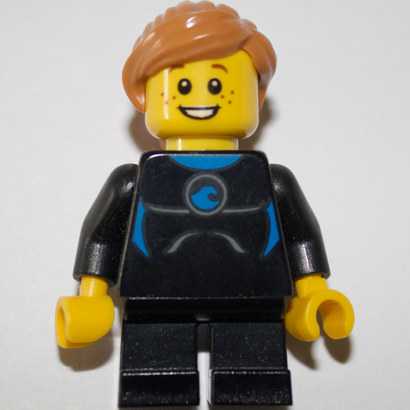 Lego Kid - Black Torso, Wetsuit, Black Legs, Medium Nougat Hair