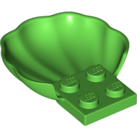 Lego Animal Body Part, Clam / Scallop Half Shell with 4 Studs / Bright Green
