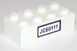 Brick 2 x 4 with Black 'JC60111' Pattern (Sticker) - Set 60111