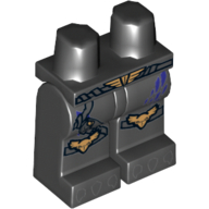 Lego Hips and Black Legs with Gold Belt Buckle, Gold Raven Knee Pads and Dark Gray Talons Print / Black