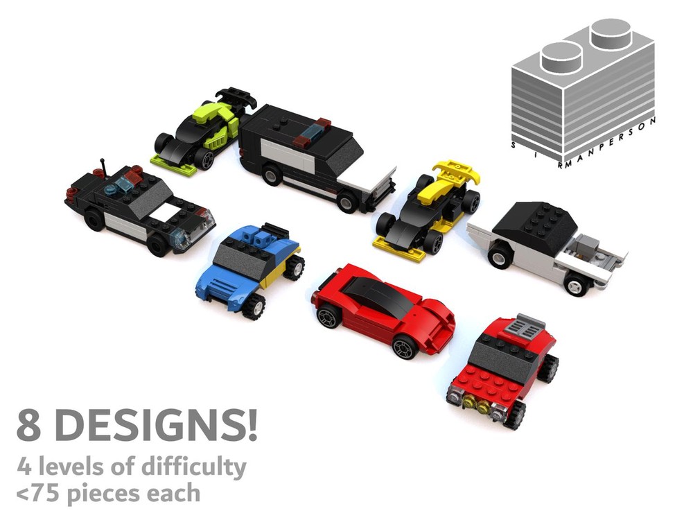 Lego Stocking Filler Models - 8 pack of 4-wide cars