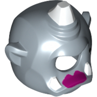 Lego Mask Cyclops with White Horn, White Teeth, Magenta Lipstick and Black Beauty Mark Print / Sand Blue