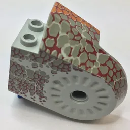 Animal Body Part, Dinosaur Body Quarter with Pin Holes, Dark Gray Scales on Dark Red and Gray Print / Light Gray