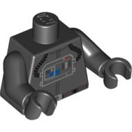 Lego Torso Flight Suit with Control Panel and Tubes Print (TIE Pilot), Black Arms and Hands / Black