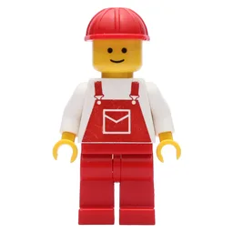 Man, Red Overalls, Red Hard Hat (3626a Head)