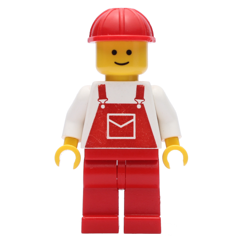 Lego Man, Red Overalls, Red Hard Hat (3626a Head)