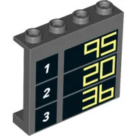 Panel 1 x 4 x 3 with '1 95', '2 20' and '3 36' Print / Dark Bluish Gray