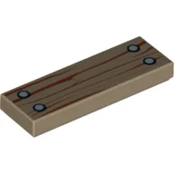 Tile 1 x 3 with Wood Grain and 4 Nails Print / Dark Tan