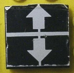 Tile 2 x 2 with White Arrows Up, Down on Black Background Pattern (Sticker) - Set 8094