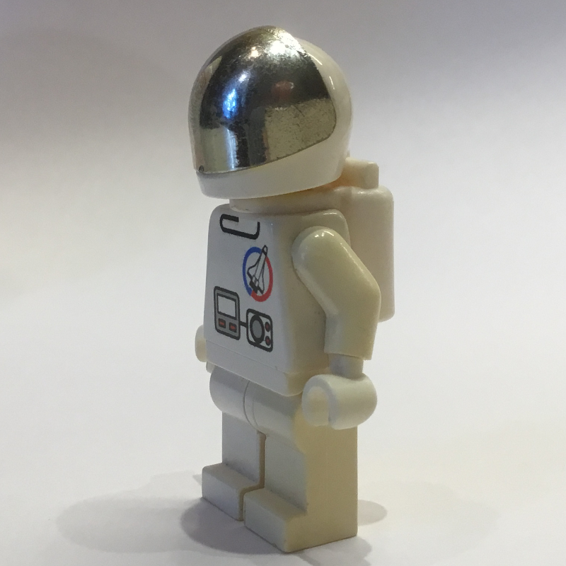 Lego Astronaut, White, Helmet with Large Chrome Gold Visor, Airtanks, Headset