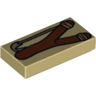 Tile 1 x 2 with Slingshot [Catapult] Print / Tan