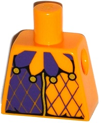 Lego Torso Purple and Bright Light Orange Jester Collar Pattern