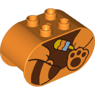 Lego Duplo Brick 2 x 4 x 2 Rounded Ends with Red Panda Body and Popsicle Print / Orange