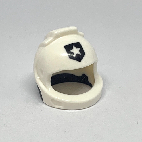 Lego Helmet, Space with Black Neck Pattern and Police Badge Star Print / White