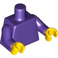 Lego Torso, Dark Purple Arms, Yellow Hands [Plain] / Dark Purple