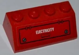 Slope 45 2 x 4 with Hatch and 'ELECTRICITY' Pattern (Sticker) - Set 7643
