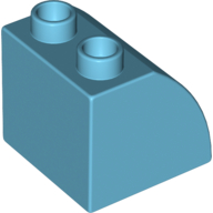 Lego Duplo Brick 2 x 2 x 1 1/2 with Curved Top / Medium Azure