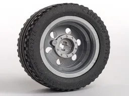 Wheel 30.4mm D. x 20mm with No Pin Holes and Reinforced Rim with Black Tire 43.2 x 22 ZR (56145 / 44309) / Flat Silver