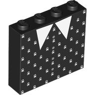 Lego Brick 1 x 4 x 3 with Dress, White Collar, Bows print / Black