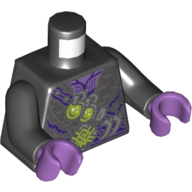 Lego Torso Jacket with Fur Trim, Chain with Lime Round Bottles, Dark Purple Detailing Print, Black Arms, Medium Lavender Hands / Black