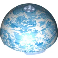 Dome Hemisphere 11 x 11 with 2 x 2 Studs on Top and Endor Blue / White Planet Print / Bright Light Blue