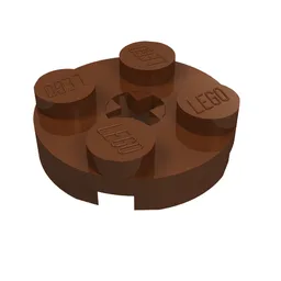 Plate Round 2 x 2 with Axle Hole Type 1 (+ Opening) / Reddish Brown