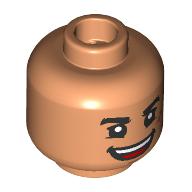 Lego Minifig Head Luffy, Thick Eyebrows, Nougat Scar, Open Mouth Mean Smile / Closed Eyes, Tears / Nougat
