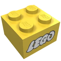Brick 2 x 2 with LEGO Logo with Open O White with Black Outline Print