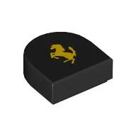 Tile Round 1 x 1 Half Circle with Yellow Ferrari Logo Print / Black