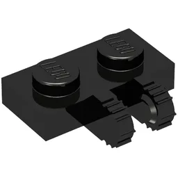 Hinge Plate 1 x 2 Locking with 2 Fingers on Side, 7 Teeth / Black