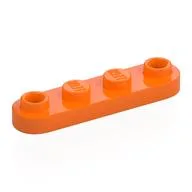 Plate Special 1 x 4 Rounded with 2 Open Studs / Orange