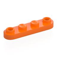 Lego Plate Special 1 x 4 Rounded with 2 Open Studs / Orange