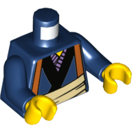 Lego Torso Kimono with Black and Lavender Trim, Tan Waist Sash and Medium Nougat Backpack with Straps Print, Dark Blue Arms, Yellow Hands / Dark Blue