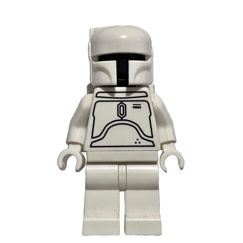 Lego Boba Fett, White Armor, Plain Black Head