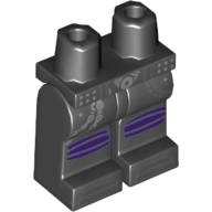Lego Hips and Black Legs with Silver Buckle and Chain, Dark Purple Knee Pads, Dark Bluish Gray Toes (Ultra Violet) / Black