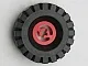 Wheel with Split Axle Hole with Black Tire 17 x 43 (3482 / 3634) / Red