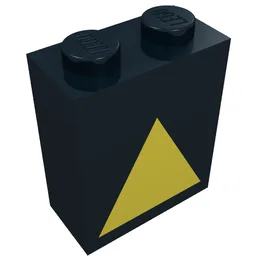 Brick 1 x 2 x 2 with Yellow Triangle Print