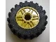 Wheel 18mm D. x 14mm with Pin Hole, Fake Bolts and Shallow Spokes with Black Tire 30.4 x 14 Offset Tread (55981 / 30391) / Pearl Gold
