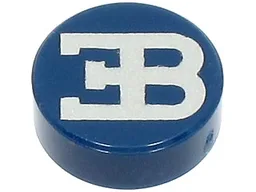 Tile Round 1 x 1 with Bugatti Logo Print