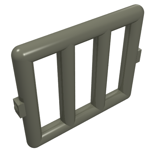 Lego Bar 1 x 4 x 3 Window [Side Tabs] / Dark Gray