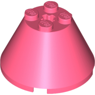 Lego Cone 4 x 4 x 2, Axle Hole [Plain] / Coral