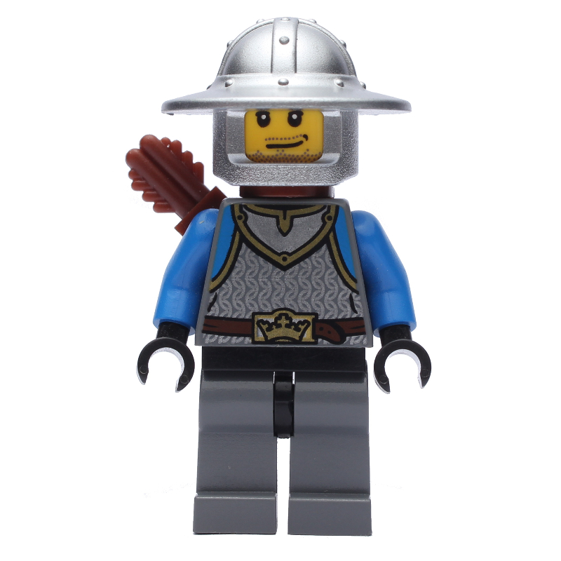 Lego Knight, Archer, Blue, Wide Brim Helmet, Quiver