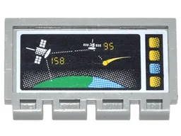 Hinge Train Gate 2 x 4 with Satellites Orbiting Earth, '158', and '95' Pattern (Sticker) - Set 6453