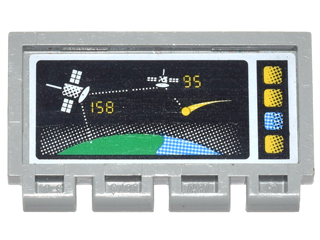 Lego Hinge Train Gate 2 x 4 with Satellites Orbiting Earth, '158', and '95' Pattern (Sticker) - Set 6453